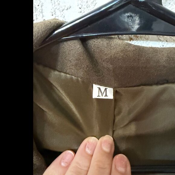 Brown Faux Leather Zip-Up Bomber Jacket with Pockets Size: M - Picture 7 of 13